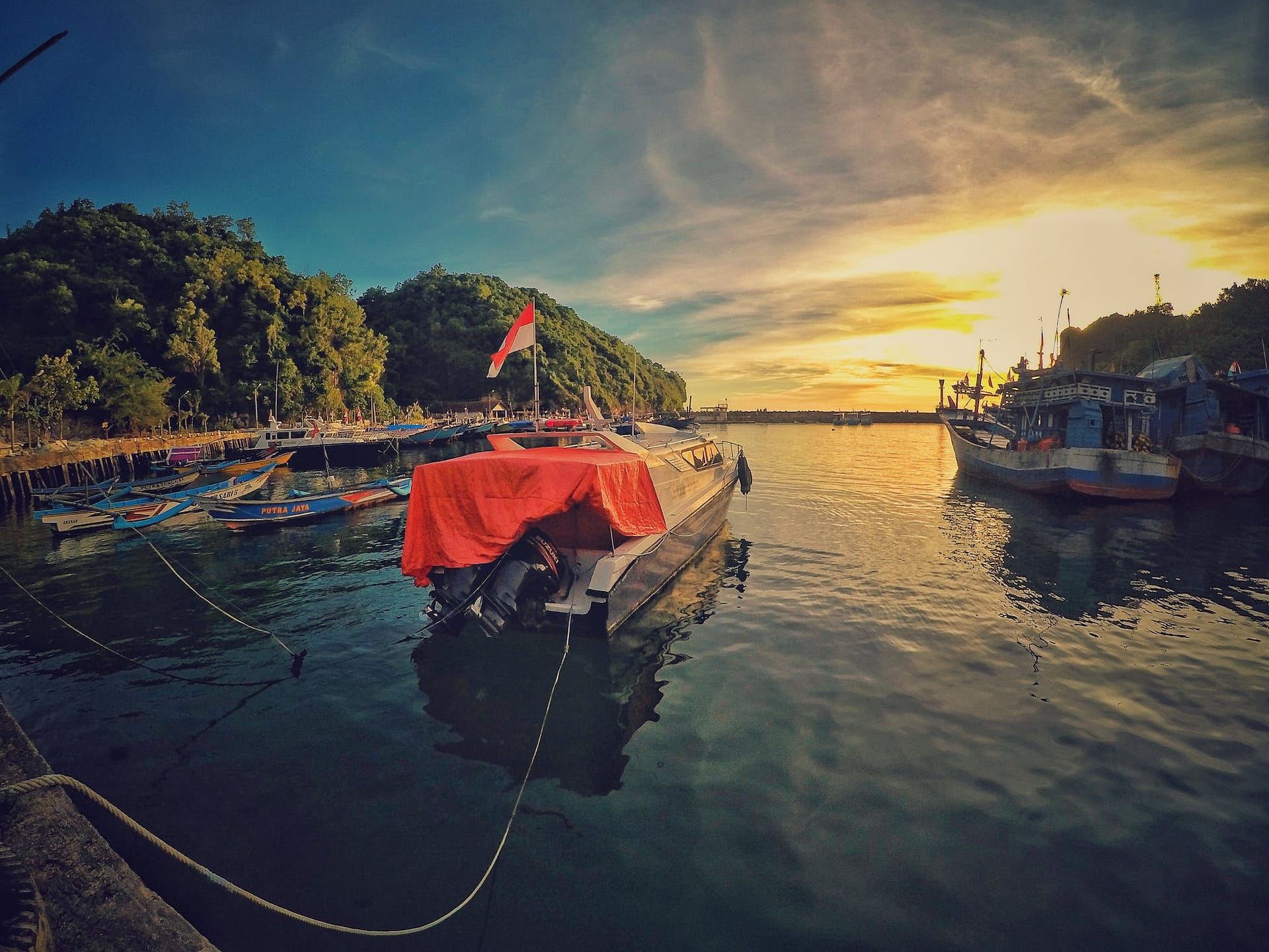 Docked Motorboat, Indonesia